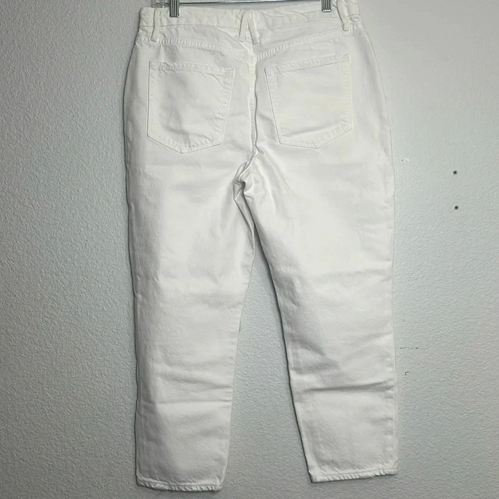 Good‎ American Good 90s Duster Natural Fray White Denim Jeans Womens Size 10/30